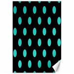 Polka Dots - Turquoise on Black Canvas 20  x 30 