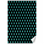 Polka Dots - Turquoise on Black Canvas 24  x 36 