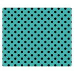 Polka Dots - Black on Verdigris Double Sided Flano Blanket (Small)