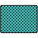 Polka Dots - Black on Verdigris Fleece Blanket (Large) (One Side)