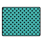 Polka Dots - Black on Verdigris Fleece Blanket (Small) (One Side)