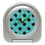 Polka Dots - Black on Verdigris Desk Alarm Clock