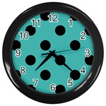 Polka Dots - Black on Verdigris Wall Clock (Black)