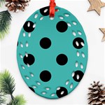 Polka Dots - Black on Verdigris Ornament (Bell) Ornament (Oval Filigree)