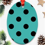 Polka Dots - Black on Verdigris Ornament (Oval)