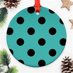 Polka Dots - Black on Verdigris Ornament (Round)