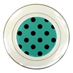 Polka Dots - Black on Verdigris Porcelain Plate