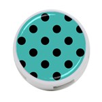 Polka Dots - Black on Verdigris 4-Port USB Hub (One Side)