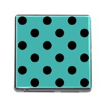 Polka Dots - Black on Verdigris Memory Card Reader (Square)