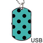 Polka Dots - Black on Verdigris Dog Tag USB Flash (One Side)