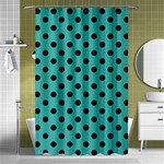 Polka Dots - Black on Verdigris Shower Curtain 48  x 72  (Small)