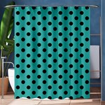 Polka Dots - Black on Verdigris Shower Curtain 60  x 72  (Medium)