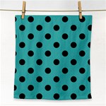 Polka Dots - Black on Verdigris Face Towel