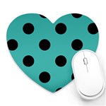 Polka Dots - Black on Verdigris Heart Mousepad