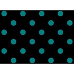 Polka Dots - Teal on Black Birthday Cake 3D Greeting Card (7x5)