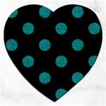 Polka Dots - Teal on Black Jigsaw Puzzle (Heart)