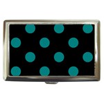 Polka Dots - Teal on Black Cigarette Money Case