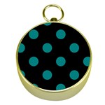 Polka Dots - Teal on Black Gold Compass