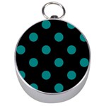 Polka Dots - Teal on Black Silver Compass