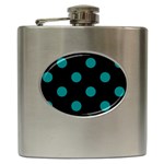 Polka Dots - Teal on Black Hip Flask (6 oz)