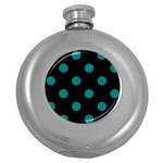 Polka Dots - Teal on Black Hip Flask (5 oz)