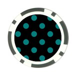 Polka Dots - Teal on Black Poker Chip Card Guard