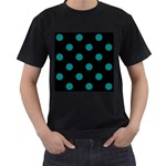 Polka Dots - Teal on Black Men s T-Shirt (Black)