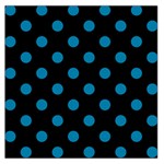 Polka Dots - Cerulean on Black Large Satin Scarf (Square)