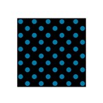 Polka Dots - Cerulean on Black Satin Bandana Scarf