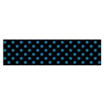 Polka Dots - Cerulean on Black Satin Scarf (Oblong)