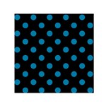 Polka Dots - Cerulean on Black Small Satin Scarf  (Square)