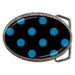 Polka Dots - Cerulean on Black Belt Buckle