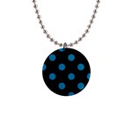 Polka Dots - Cerulean on Black 1  Button Necklace