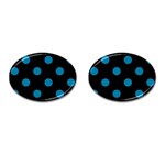 Polka Dots - Cerulean on Black Cufflinks (Oval)