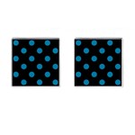 Polka Dots - Cerulean on Black Cufflinks (Square)