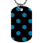 Polka Dots - Cerulean on Black Dog Tag (One Side)