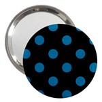 Polka Dots - Cerulean on Black 3  Handbag Mirror