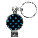 Polka Dots - Cerulean on Black Nail Clippers Key Chain