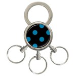 Polka Dots - Cerulean on Black 3-Ring Key Chain