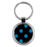 Polka Dots - Cerulean on Black Key Chain (Round)