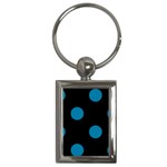 Polka Dots - Cerulean on Black Key Chain (Rectangle)