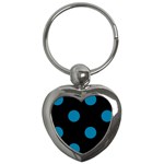 Polka Dots - Cerulean on Black Key Chain (Heart)