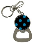 Polka Dots - Cerulean on Black Bottle Opener Key Chain