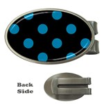 Polka Dots - Cerulean on Black Money Clip (Oval)