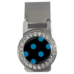 Polka Dots - Cerulean on Black Money Clip (CZ)