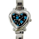 Polka Dots - Cerulean on Black Heart Italian Charm Watch