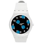 Polka Dots - Cerulean on Black Round Plastic Sport Watch (M)