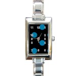 Polka Dots - Cerulean on Black Rectangle Italian Charm Watch