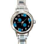 Polka Dots - Cerulean on Black Round Italian Charm Watch