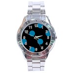 Polka Dots - Cerulean on Black Stainless Steel Analogue Watch